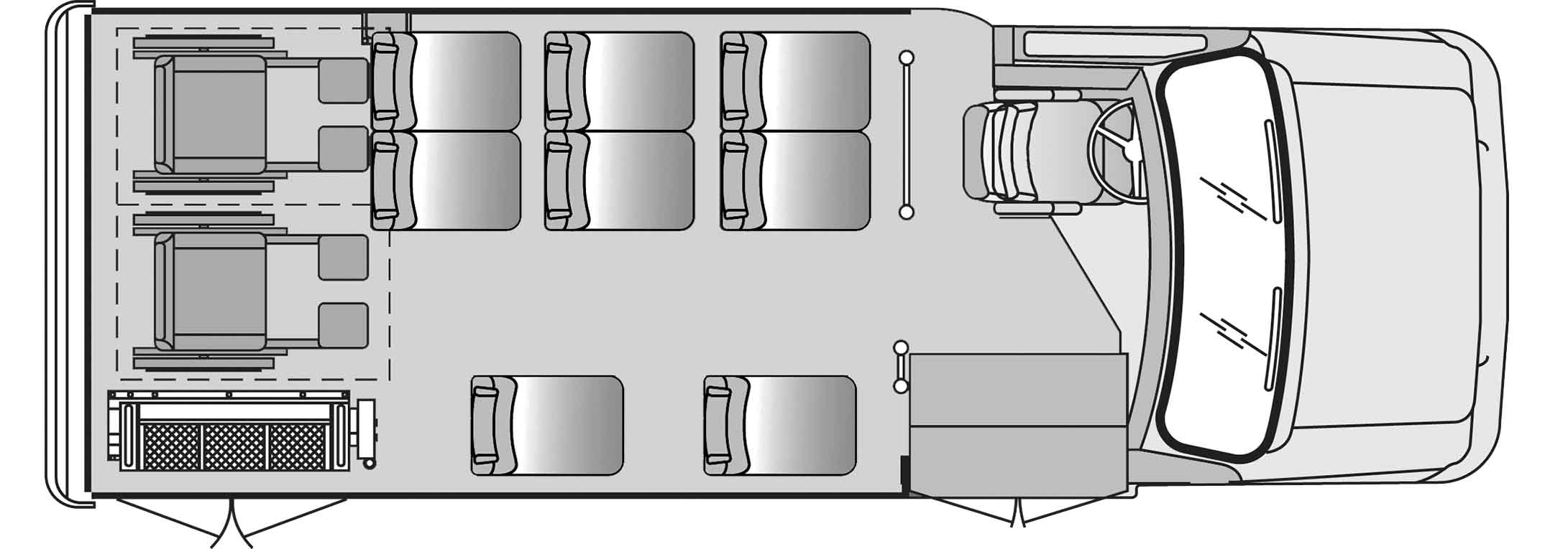 8 Passenger 2 Wheelchair Plus Driver Floorplan Image